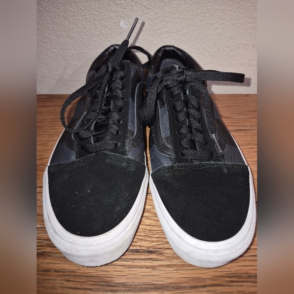 Vans Men's 7.5 Women's 9,Old Skool Leather Black/Pewter Large Check Checkerboard - Picture 2 of 4